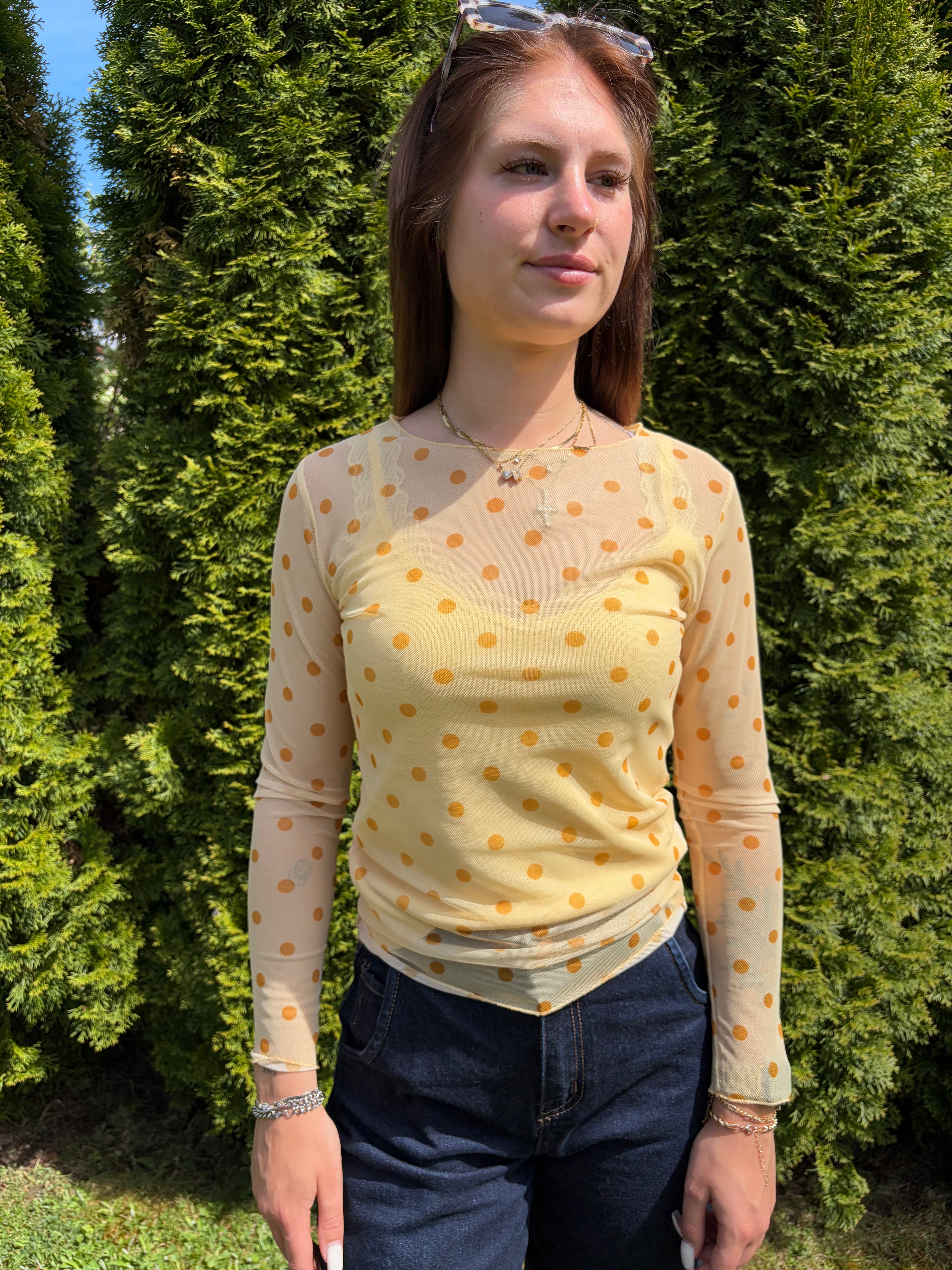 Mesh Oberteil 'Polka-Dot'