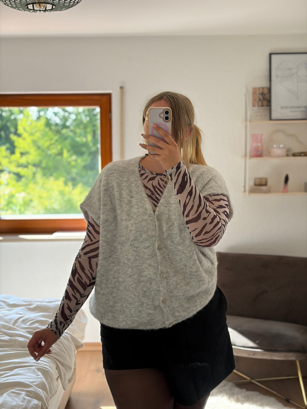 Oversize Weste 'Cozy' Grau