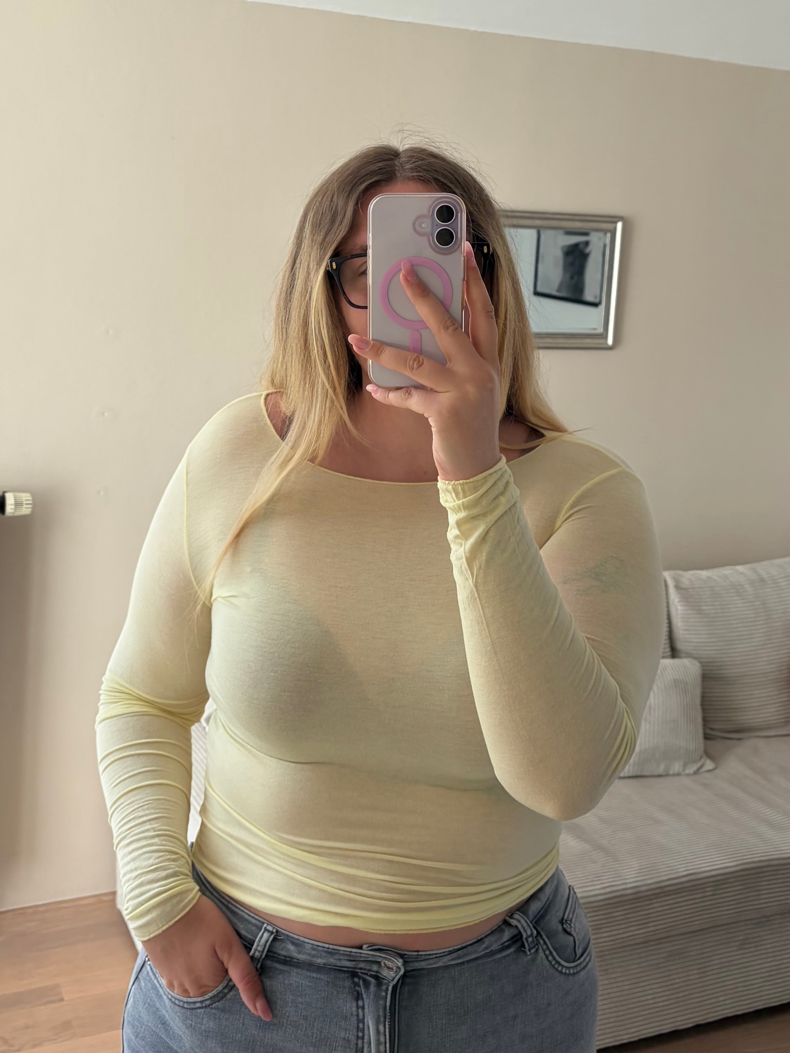 Kashmir Longsleeve 'SOFTIE' in Buttergelb