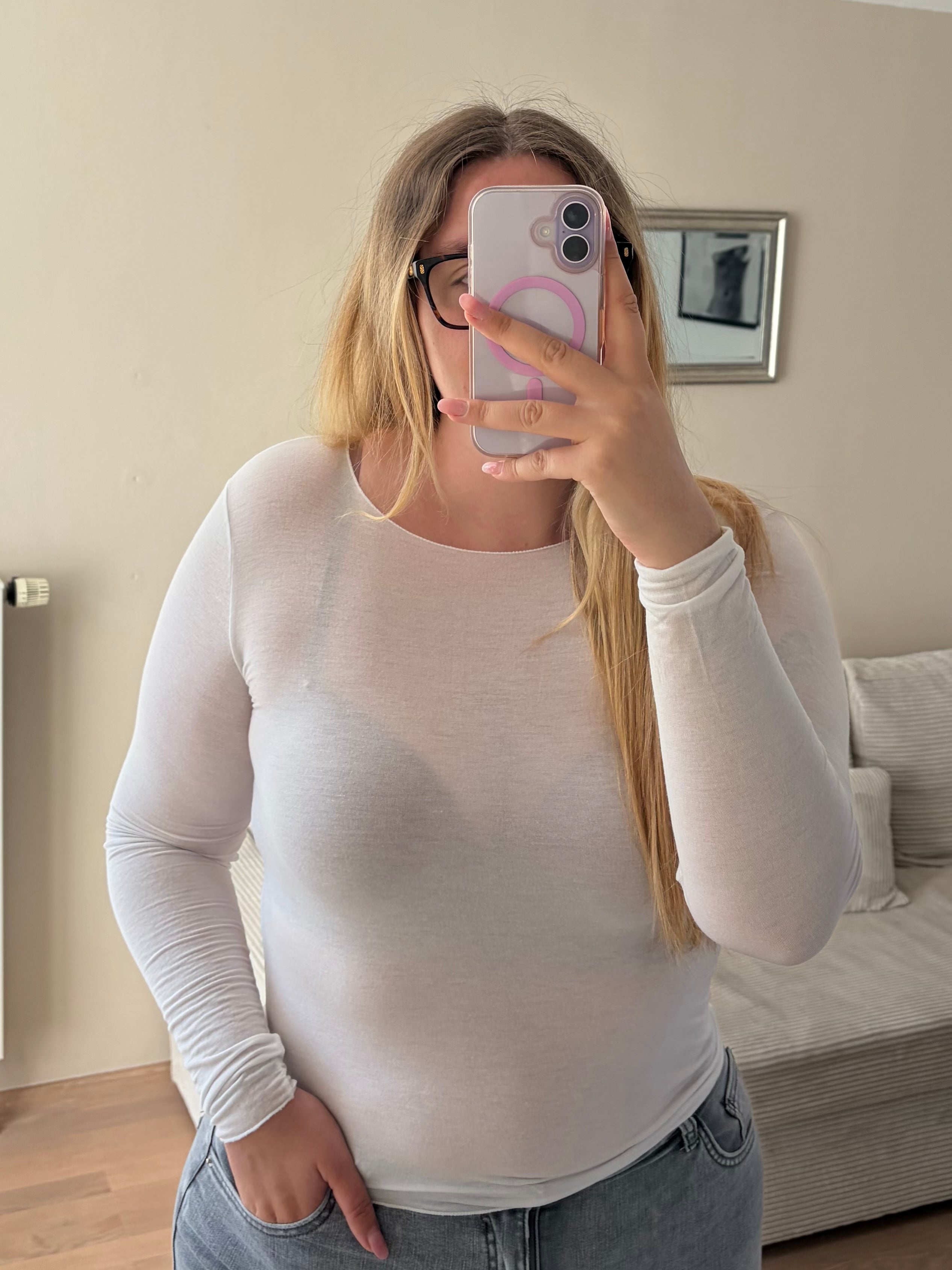 Kashmir Longsleeve 'SOFTIE' in Weiß