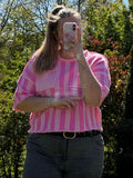 T-Shirt 'Messy Stripes' in Rosa / Pink
