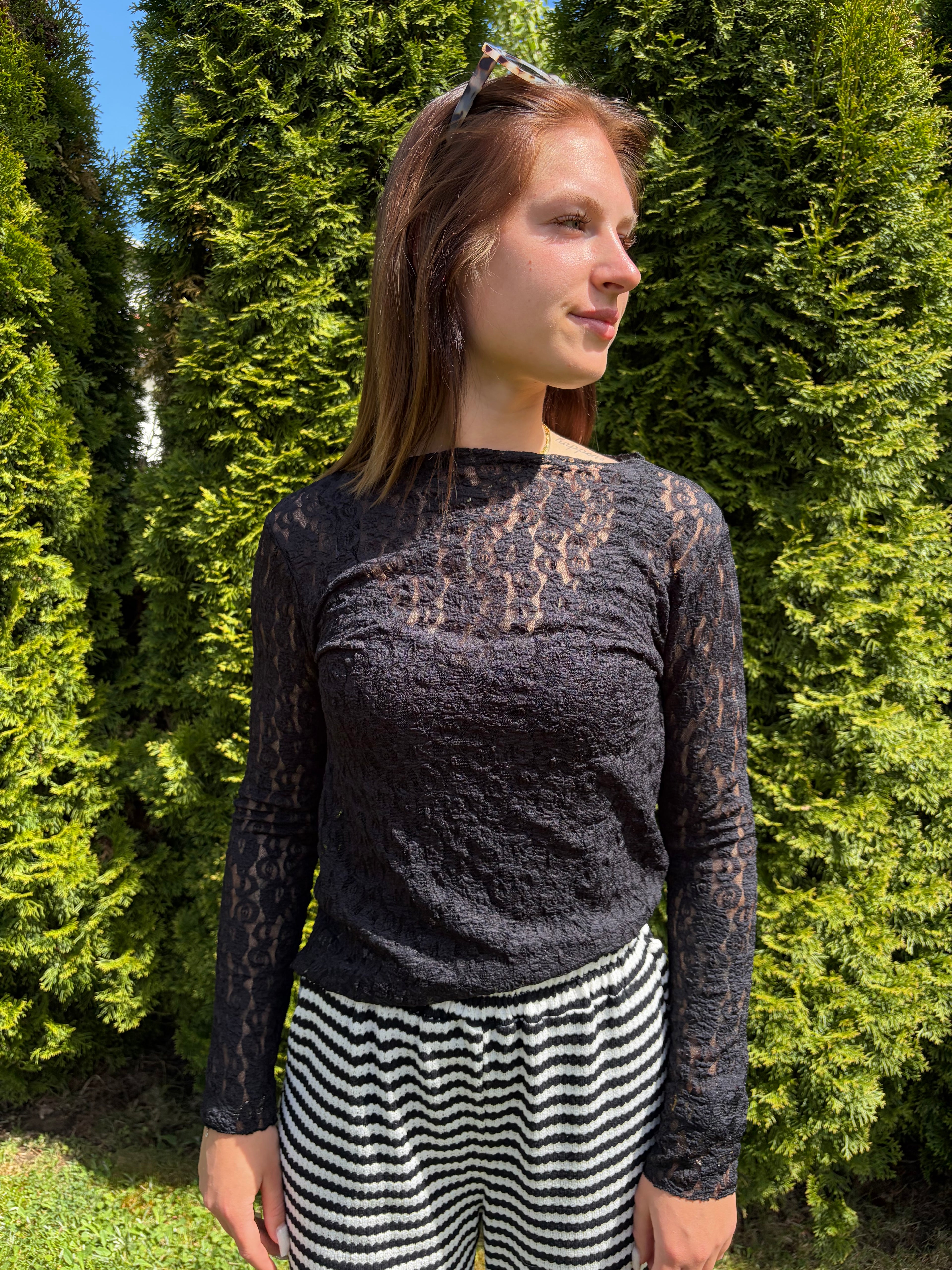 Spitzen Longsleeve 'Black'