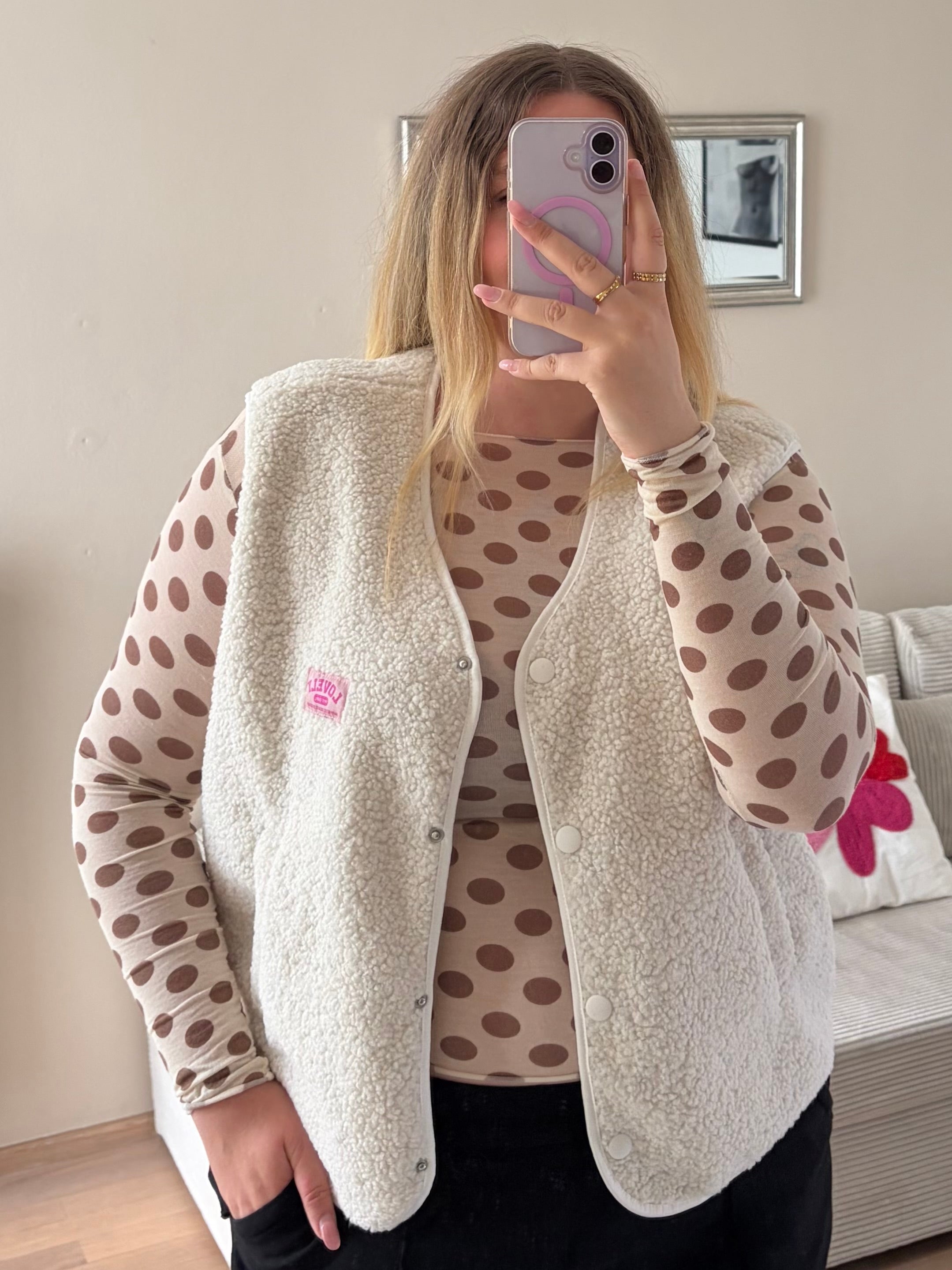 Kashmir Longsleeve 'Polka Dots' in Braun