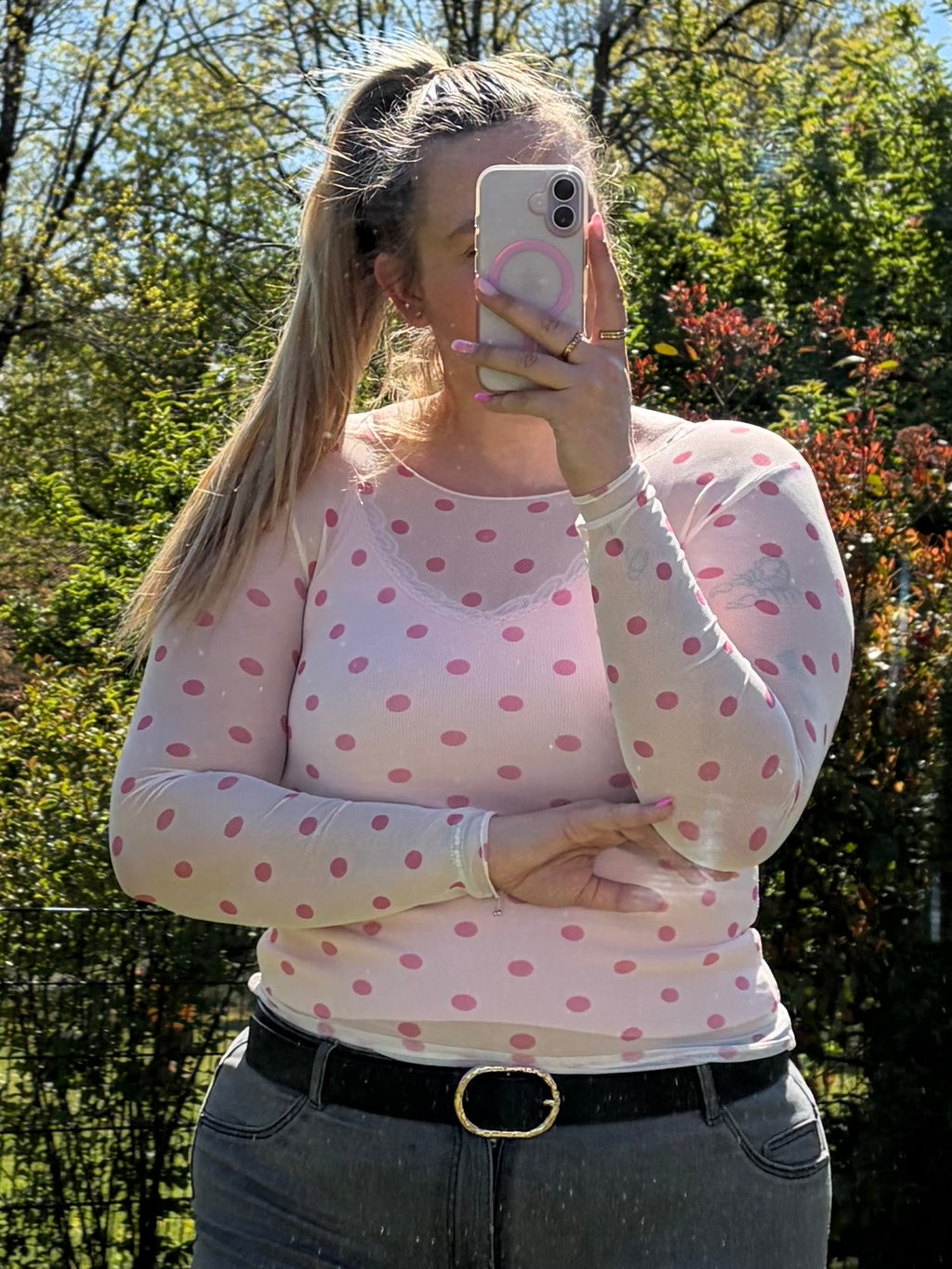 Mesh Oberteil 'Polka-Dot'