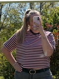 T-Shirt 'Stripes' in Rosa / Choco