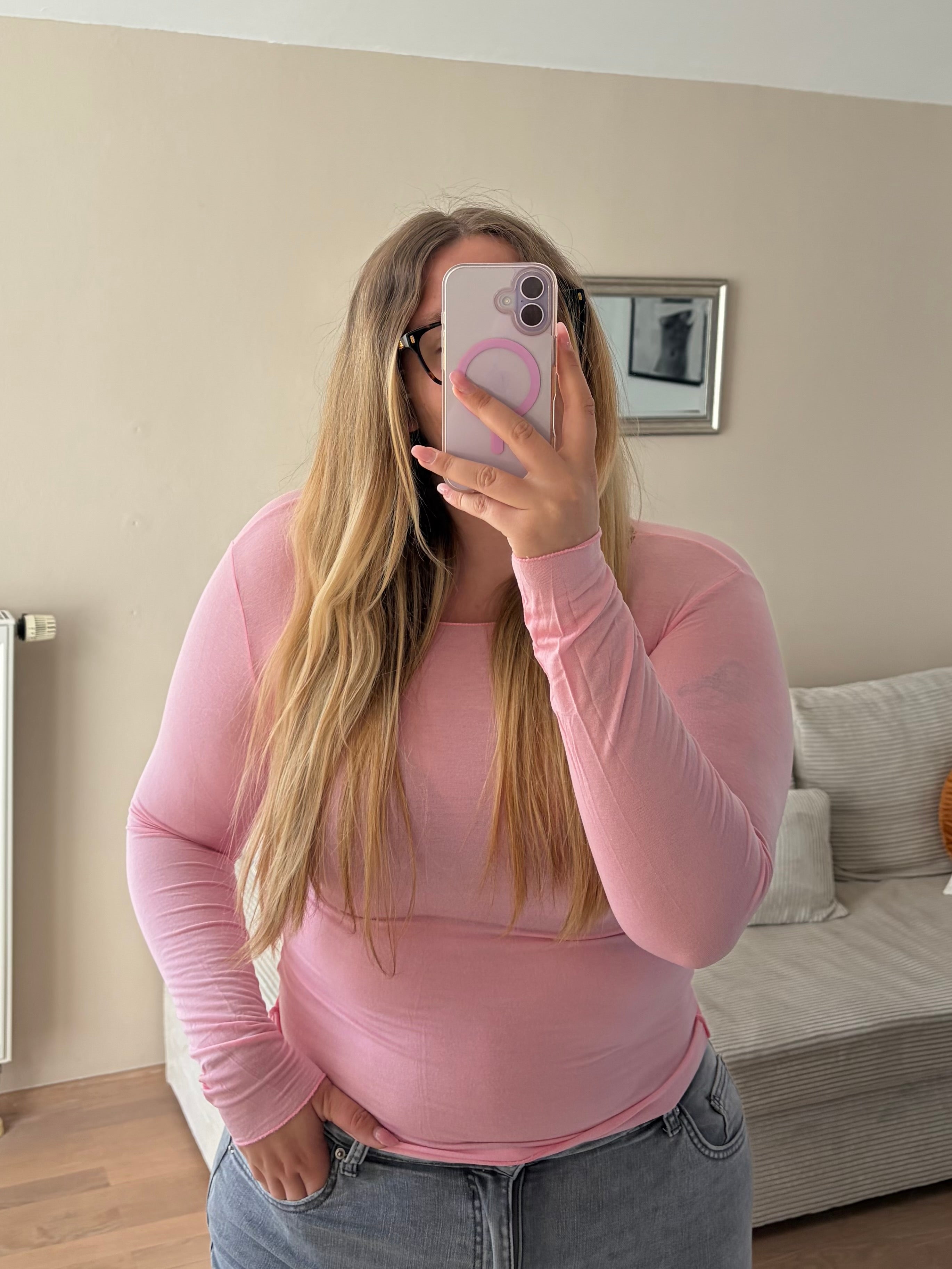 Kashmir Longsleeve 'SOFTIE' in Rosa