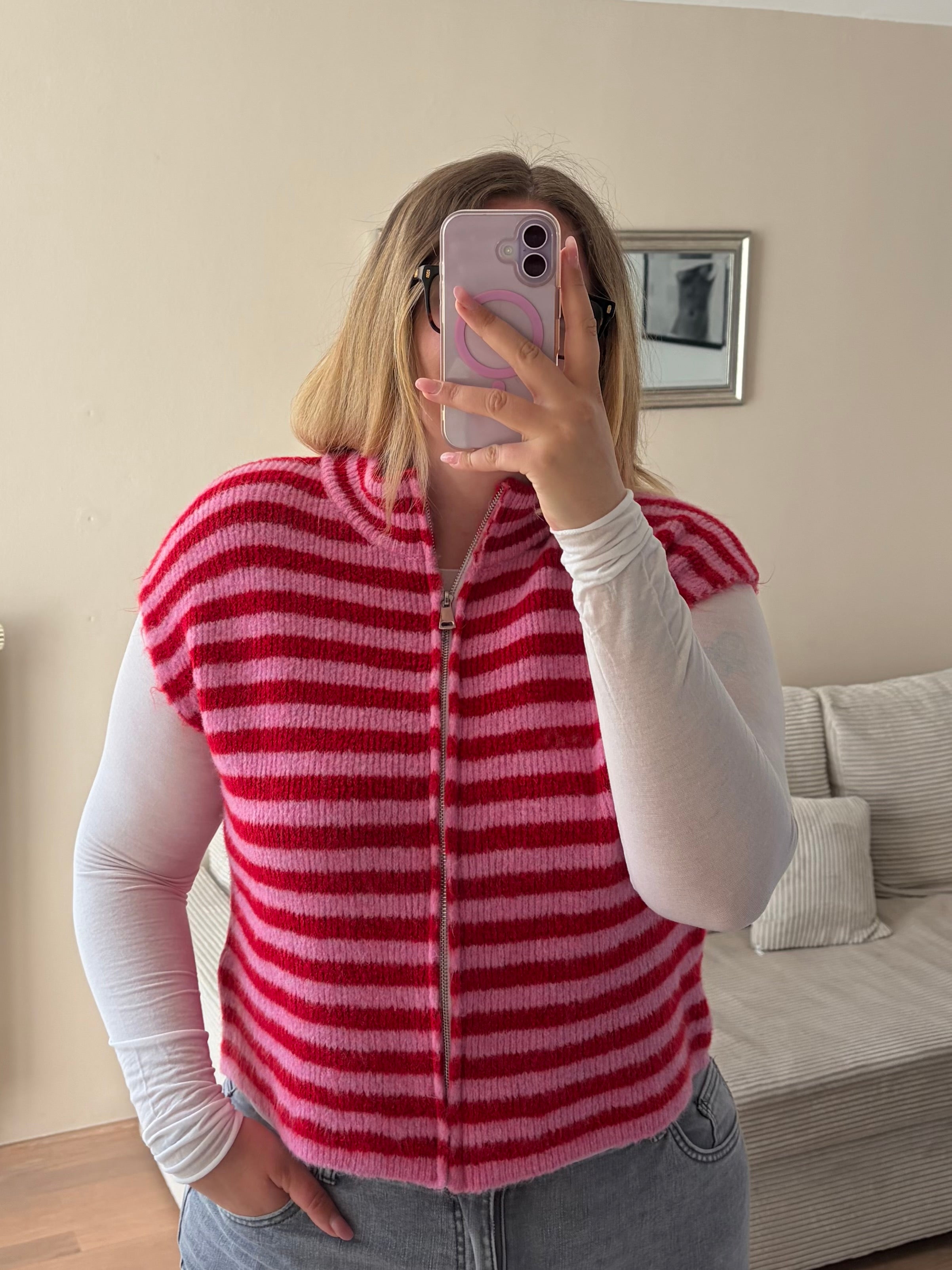 Zipper Weste 'RUBY' in Rot Pink