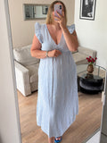 Musselin Kleid Stripe blau