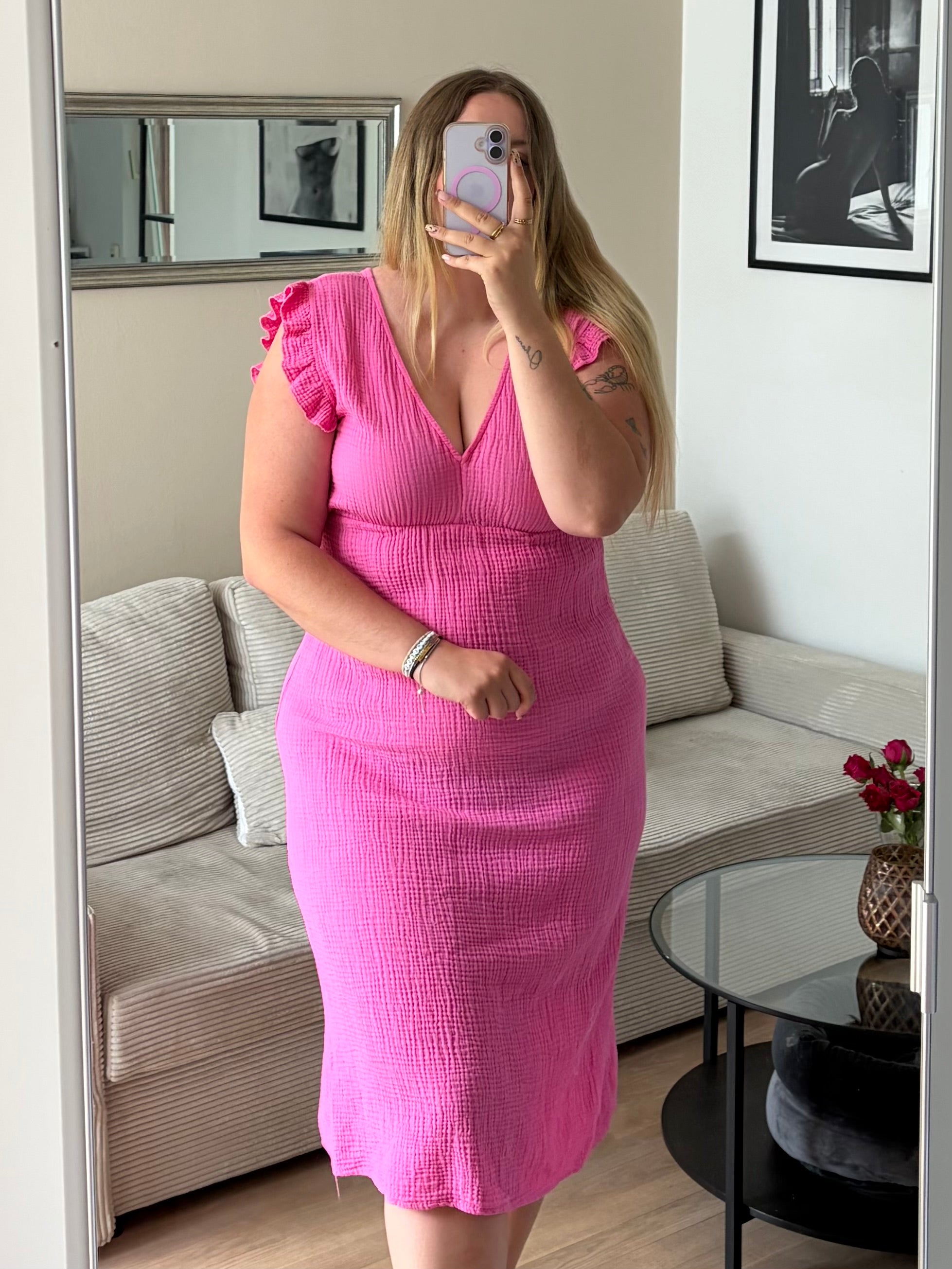 Musselin Kleid Pink