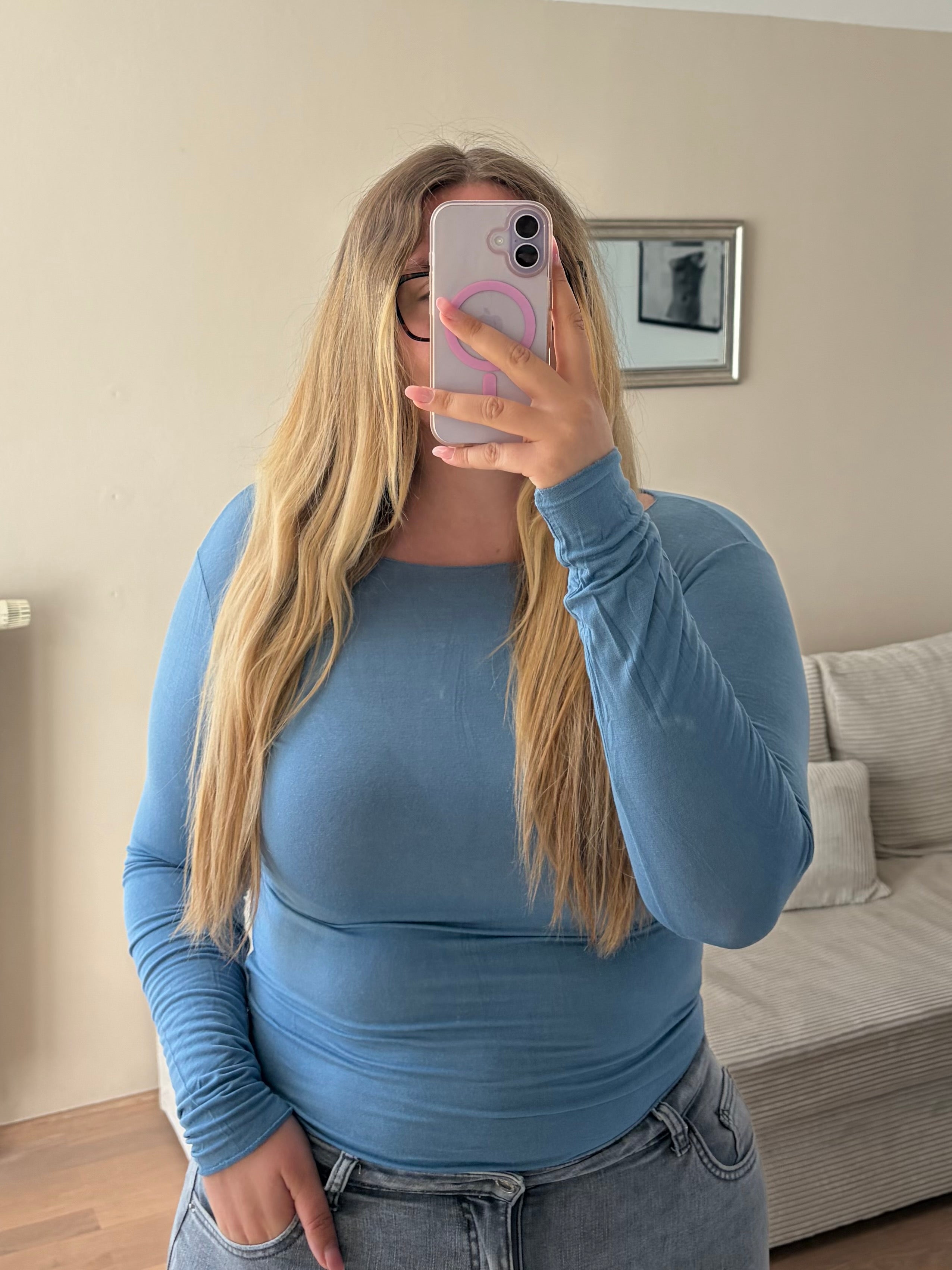 Kashmir Longsleeve 'SOFTIE' in Denim