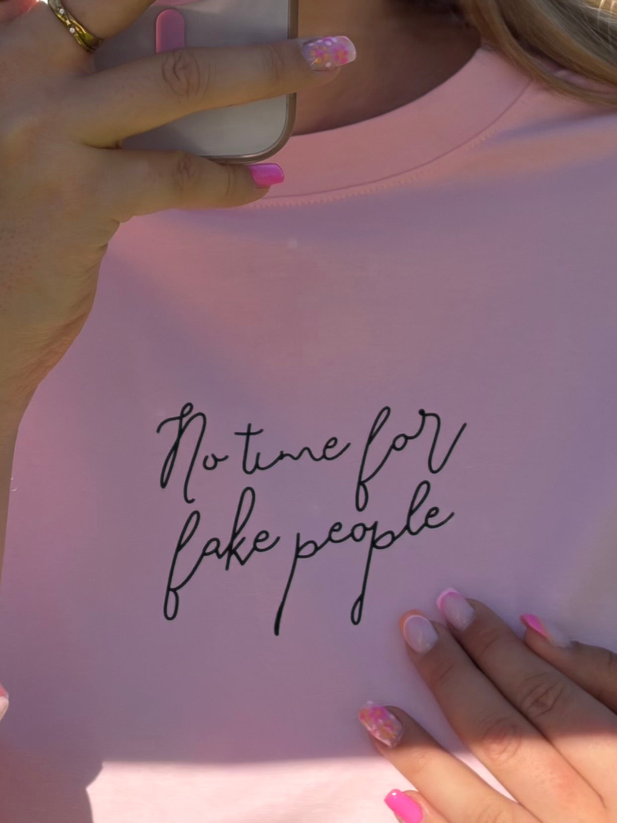 Sweatshirt 'No Time..' rosa